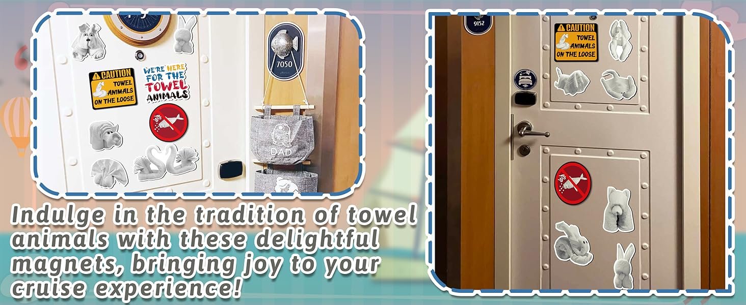 wholesale 90shine 18pcs cruise door magnets decorations, funny animal towel magnetic ship cabin decor factory & supplier oem