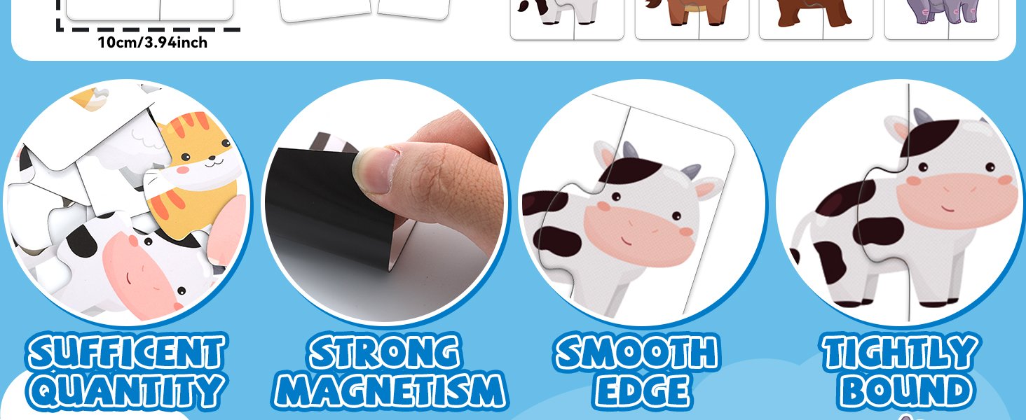 wholesale 20pcs magnetic animal matching puzzles for kids self-correcting puzzles sets head and tails correction montessori toy birthday gifts for toddlers preschool learning educational activity factory & supplier oem