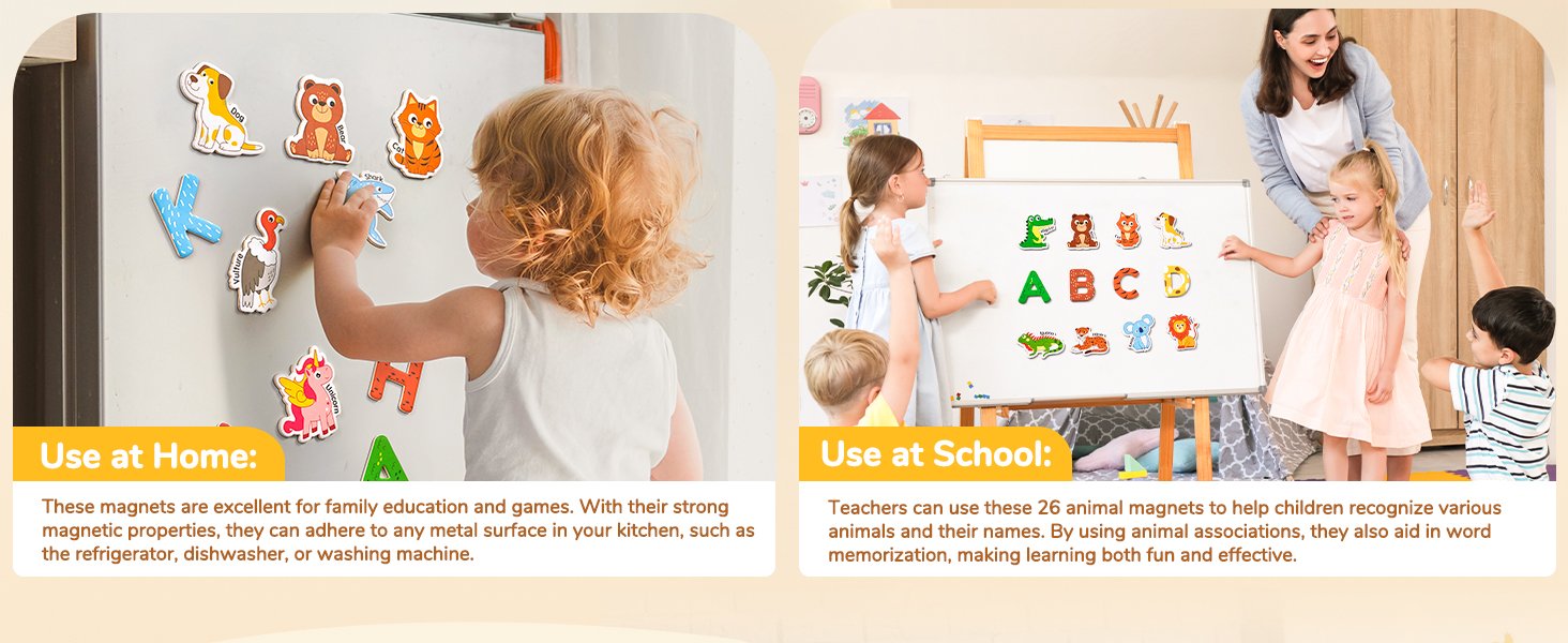 wholesale joycat wooden fridge magnets for toddlers – 26 cute animals & uppercase letters, large refrigerator abc alphabet magnets set for kids, preschool learning spelling alphabet gifts toy for ages 2+ factory & supplier oem