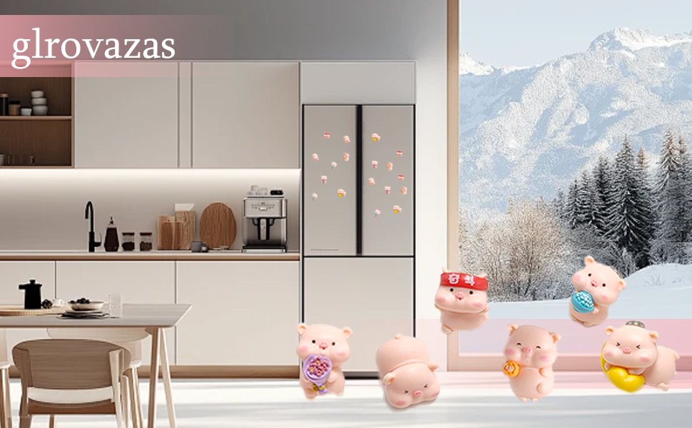 wholesale animal magnets refrigerator, glrovazas 12pcs locker, funny magnets, resin pig decorative magnets for classroom kitchen office factory & supplier oem