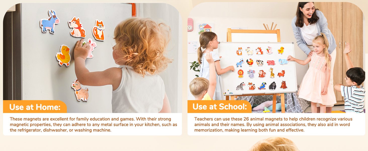 wholesale joycat wooden fridge magnets for toddlers, 20 cute animals refrigerator magnets for kids, full back magnetic toys, fun educational baby learning gifts for 2 3 4 5 years old factory & supplier oem