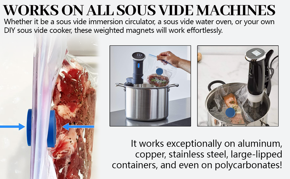 wholesale tongass 8-pack sous vide magnetical weights works on all sous vide machines, silicone-coated magnets for keeping bags submerged & prevent floating, powerful food safe weighted magnets for containers factory & supplier oem