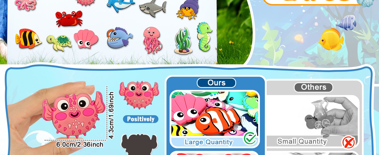 wholesale 24pcs ocean animals refrigerator magnets for toddlers 1-3 kids cute rubber sea animals educational toy sea life magnets for fridge full back magnetic toys for fridge whiteboard under the sea baby gift factory & supplier oem