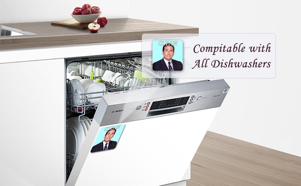 wholesale dishwasher magnet clean dirty sign indicator, washing machine magnet double sided kitchen dish washer refrigerator magnet flip with magnetic plate office michael scott factory & supplier oem