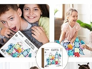 wholesale mideer animal magnetic tiles 40 pcs, magnetic building blocks for toddler 3-5, educational stack tile construction magnet block stem learning toy for kids age 3-5 4-8 factory & supplier oem