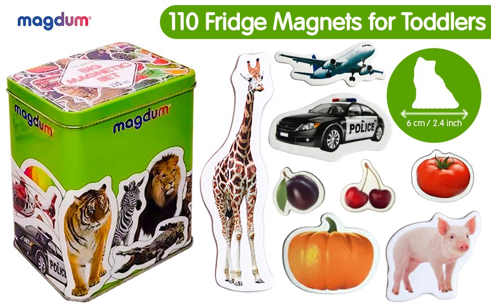 wholesale 110 fridge magnet for toddlers in gift tin box kids magnets for fridge - realistic magnetic animals for refrigerator - safe educational materials for baby: zoo, farm, fruits, vegetables, transport factory & supplier oem