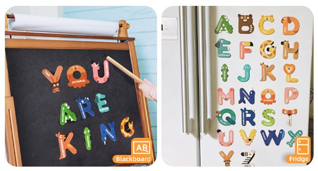 wholesale mideer magnetic alphabet, 26 uppercase & 26 lowercase letters, cute animal magnets for fridge, educational abc spelling learning tools games toys refrigerator magnet for kids, toddlers 3 4 5 years old factory & supplier oem