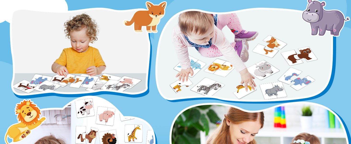 wholesale 20pcs magnetic animal matching puzzles for kids self-correcting puzzles sets head and tails correction montessori toy birthday gifts for toddlers preschool learning educational activity factory & supplier oem
