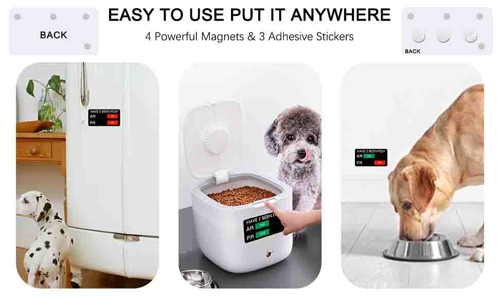 wholesale dog feeding reminder, have i been fed symbol, pet feeding magnet, feed tracker am pm, acrylic reminder slider for fridge, magnetic and adhesive sticker option-6 x 3 inches, black factory & supplier oem