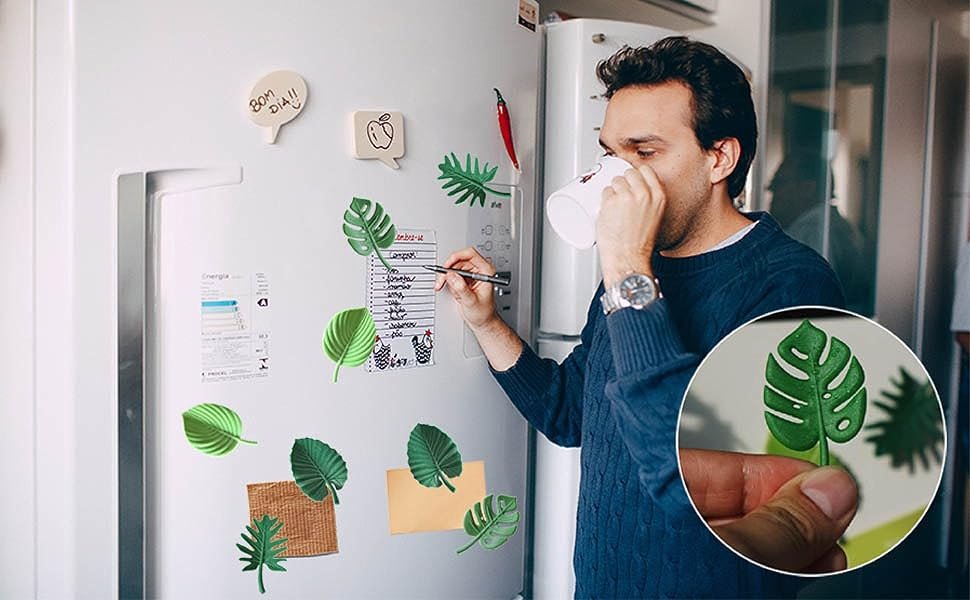 wholesale plant fridge magnets,8 pcs mini tropical leaves refrigerator magnets cute magnets for locker fridge home office decor, 3d monstera plant refrigerator magnets (plant) factory & supplier oem
