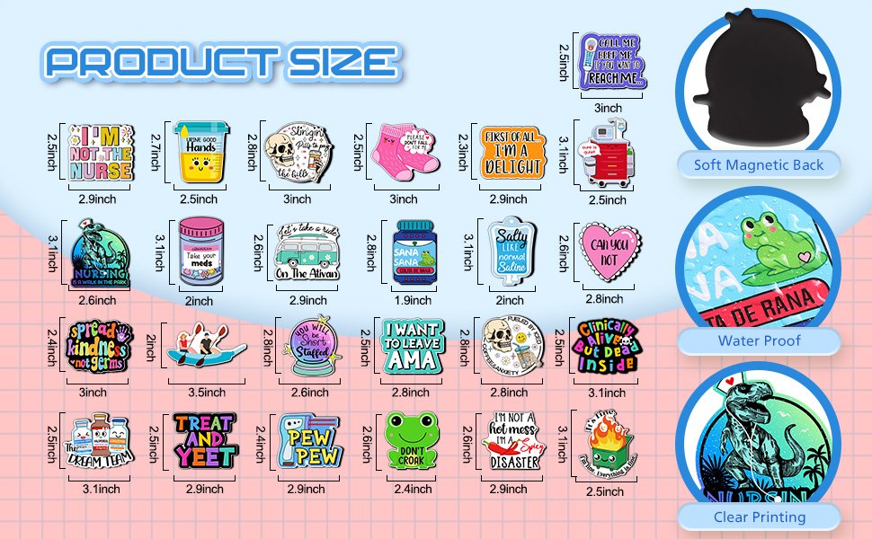 wholesale 25 pcs funny nursing magnets for locker whiteboard reusable medical themed magnets decal fun cool magnetic nurse week gifts for nurses fridge refrigerator office factory & supplier oem