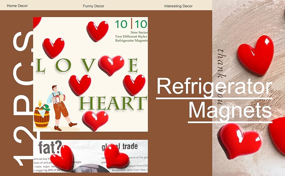 wholesale 12pcs cute heart refrigerator magnets,red color decorative magnets for fridge,1.26 * 0.95 inch,1.07 * 1.07 inch mix two love heart shapes,funny whiteboard pictures photos magnetic magnet set factory & supplier oem