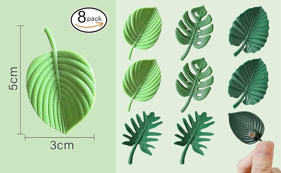 wholesale plant fridge magnets,8 pcs mini tropical leaves refrigerator magnets cute magnets for locker fridge home office decor, 3d monstera plant refrigerator magnets (plant) factory & supplier oem