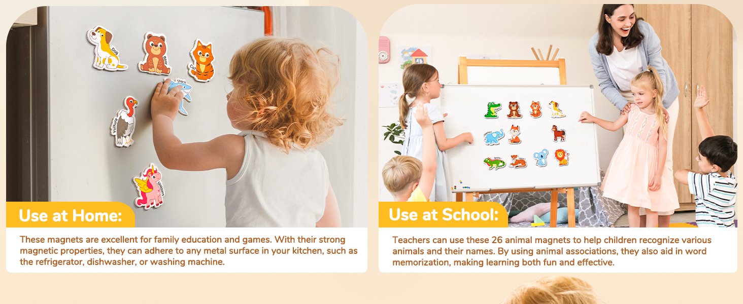 wholesale joycat wooden magnets for kids – 26 cute a-z animals fridge magnets for toddlers, large magnetic animal refrigerator toys, fun educational learning gifts for toddlers 2 3 4 5 years old factory & supplier oem