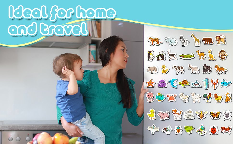 wholesale animal magnets, 50 pcs fridge magnets for kids, refrigerator magnets for toddlers farm animals wild zoo sea ocean animals educational learning magnetic toys for whiteboard baby preschool factory & supplier oem