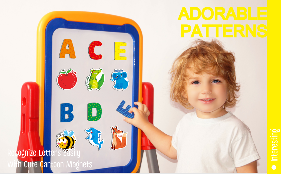 wholesale large magnetic letters and animals, educational learning tool for kids word recognition 52 pieces magnets include 26 colorful alphabet letters and corresponding cartoon images factory & supplier oem
