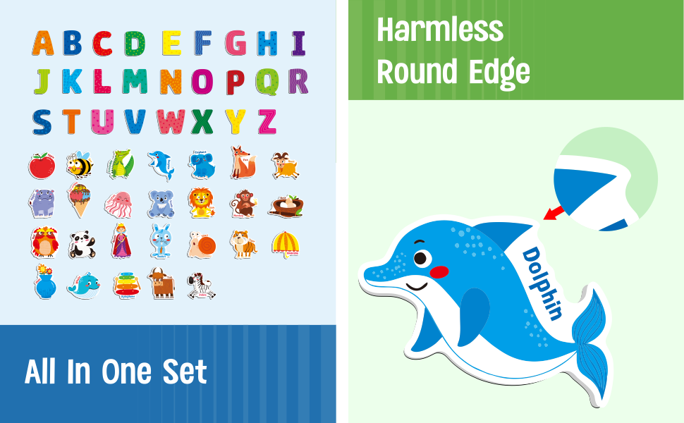 wholesale large magnetic letters and animals, educational learning tool for kids word recognition 52 pieces magnets include 26 colorful alphabet letters and corresponding cartoon images factory & supplier oem