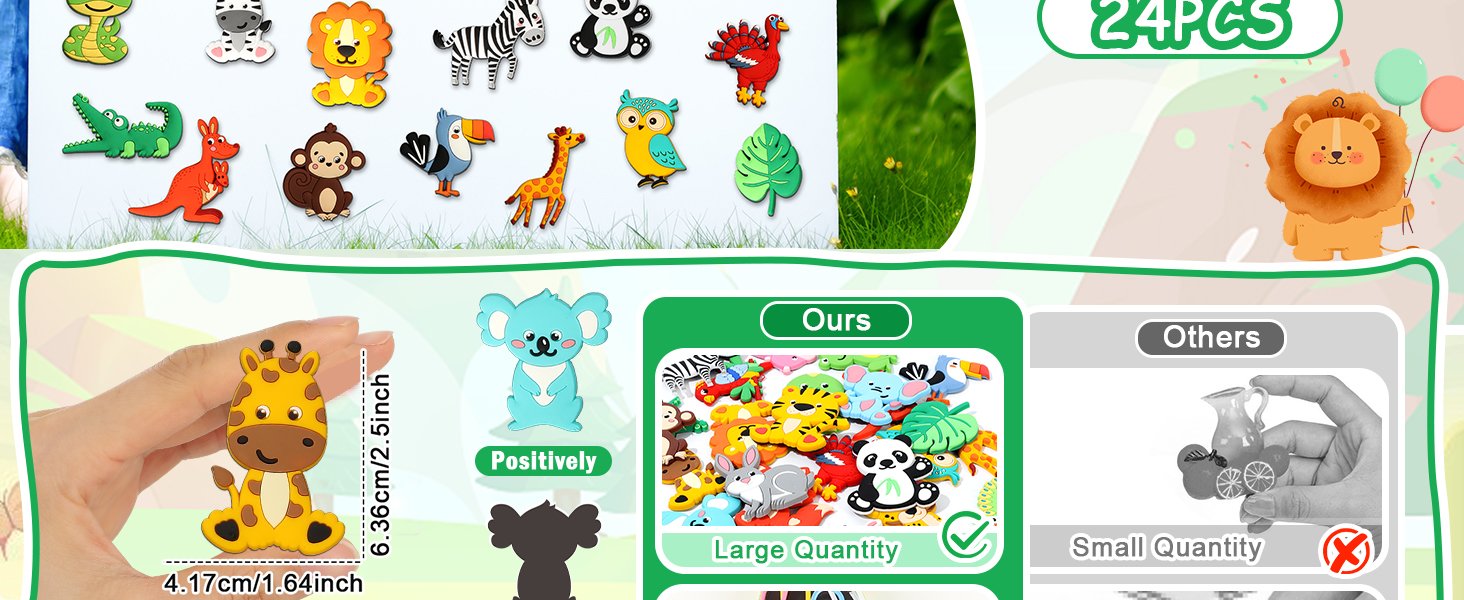 wholesale 24pcs jungle animals refrigerator magnets for toddlers 1-3 kids cute rubber safari animals educational toy wild animal magnets for fridge full back magnetic toys for fridge whiteboard baby gift factory & supplier oem