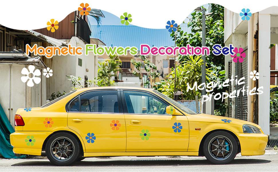 wholesale outus car flower magnet funny magnetic decals decorations cute fridge magnets 60s flower cutout magnet for car home door whiteboard refrigerator (16 pieces,3.9 x 3.9 inch, 2.2 x 2.2 inch) factory & supplier oem