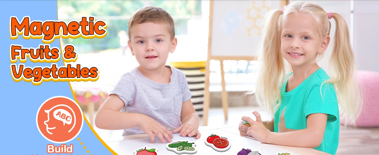 wholesale 40 magnetic food set - fridge magnets for kids, toddlers & preschool classroom - fruits & veggie toys for learning & speech therapy factory & supplier oem