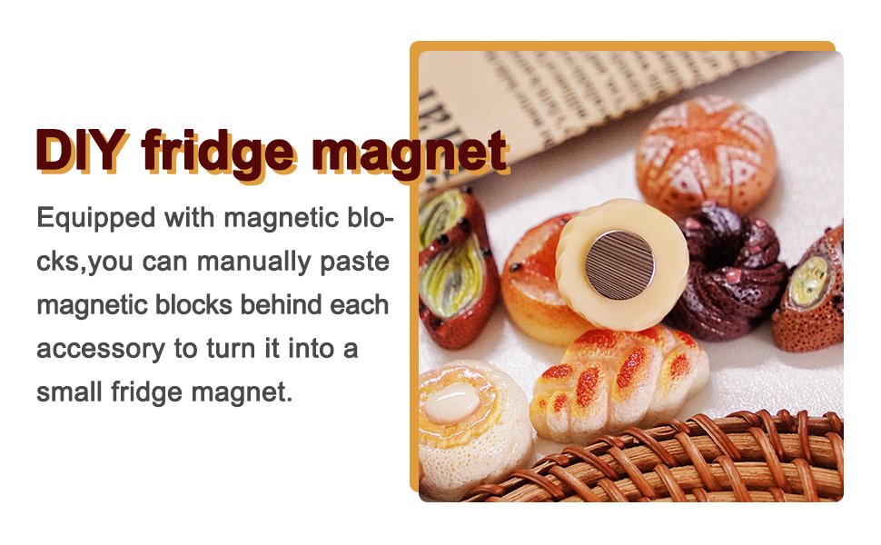 wholesale 24pcs mini bread fridge magnets, fun 3d resin decorative refrigerator magnets, funny small food magnets for fridge, cute colorful decoration, for whiteboard fridge lockers kitchen office home factory & supplier oem
