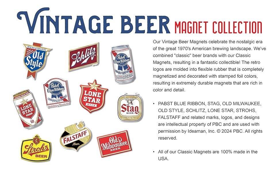 wholesale pabst blue ribbon beer can magnet by classic magnets, collectible gifts made in the usa, 2.0