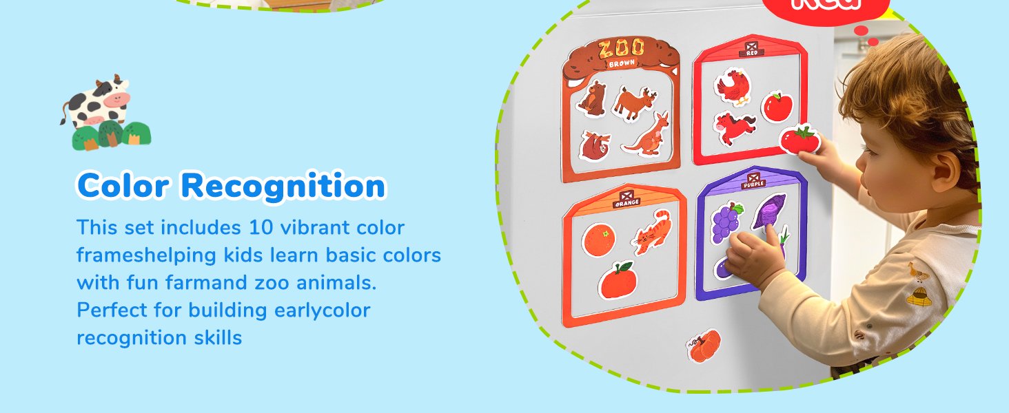 wholesale joycat wooden fridge magnets for toddlers, 50pcs magnetic color sorting refrigerator toys, farm & zoo animal magnets for kids, baby educational learning gifts for 2, 3, 4, 5 year olds factory & supplier oem
