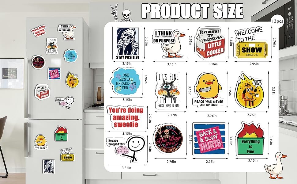 wholesale 13pc funny memes fridge magnets, cute refrigerator animals words fridge magnets for bumper office locker kitchen home decor for boys girls adult factory & supplier oem