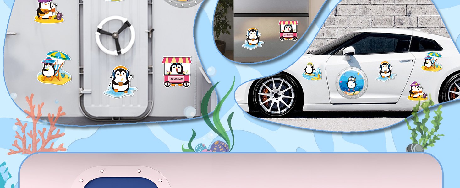 wholesale 6pcs large penguins cruise door magnets decorations, funny cruising magnetic ship cabin door decor, cute penguins animal magnet sticker for fridge car carnival party factory & supplier oem