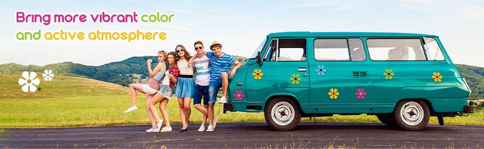 wholesale outus car flower magnet funny magnetic decals decorations cute fridge magnets 60s flower cutout magnet for car home door whiteboard refrigerator (16 pieces,3.9 x 3.9 inch, 2.2 x 2.2 inch) factory & supplier oem
